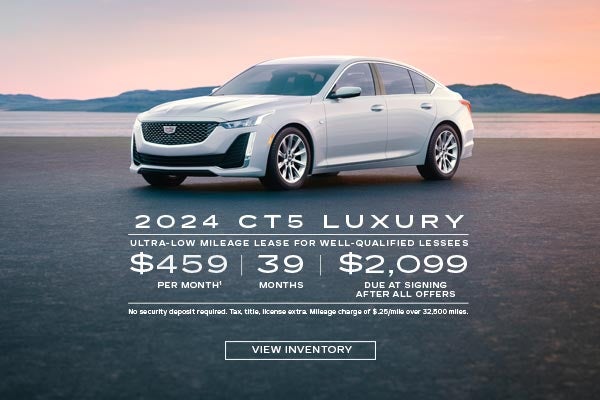 2024 CT5 Luxury. Ultra-low mileage lease for well-qualified Lessees. $459 per month. 39 months. $...